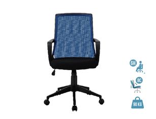 Fauteuil de bureau ALEX - accoudoirs fixes - Noir et bleu
