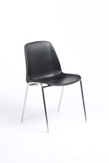 Chaise CHARLOTTE - pieds chromés avec accroches - coque M1 (non feu) - noir