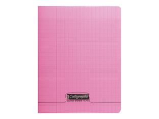 Calligraphe 8000 - Cahier polypro 17 x 22 cm - 96 pages - grands carreaux (Seyes) - rose