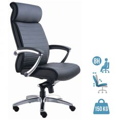 Fauteuil de bureau WILLIAM - accoudoirs articulés - appui-tête intégré - cuir noir