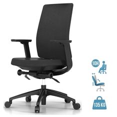 Fauteuil de bureau LEWIS - accoudoirs réglables - appui-tête en option - noir