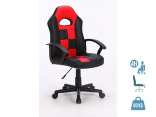 Fauteuil gamer FORMULE 1 - accoudoirs fixes - noir et rouge