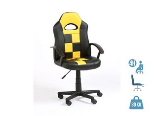 Fauteuil gamer FORMULE 1 - accoudoirs fixes - noir et jaune