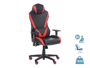 Fauteuil gamer ONLINE - accoudoirs réglables - enceintes intégrées - noir et rouge