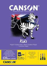 Canson Kids - Bloc dessin - 10 feuilles - A4 (21x29,7cm) - 220 gr - noir