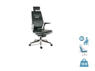 Fauteuil de bureau SPECTRA - accoudoirs réglables - appui-tête réglable - cuir noir