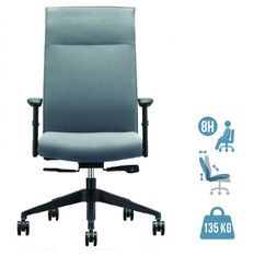 Fauteuil de bureau HENRY - accoudoirs réglables - appui-tête intégré - Gris