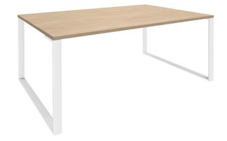 Bureau LOFTER Manager - L180 x P100 x H72,5 cm - sans console - pieds blanc - plateau imitation chêne clair