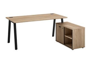 Bureau manager MAMBO avec retour droit - 160 cm - Chêne Sonoma/noir