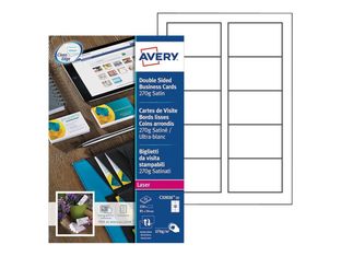 Avery - Papier pour 250 cartes de visite 85 x 54 mm - 270 g/m² - 25 feuilles - impression laser