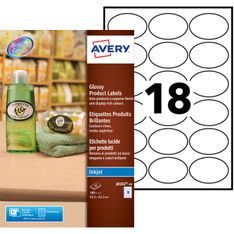 Avery - 180 Étiquettes adhésives ovales blanches - 42,3 x 63,5 mm - réf J8102-10