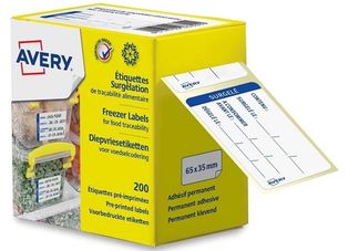 Avery - 200 Étiquettes congélation/surgélation pré-imprimées - 65 x 35 mm - boîte distributrice -