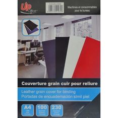 Up Office - 100 couvertures à reliure A4 (21 x 29,7 cm) - carton grain cuir  230 g/m² - noir