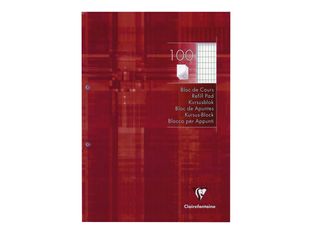 Clairefontaine - Bloc de cours A4 - perforé 2 trous - 200 pages - carreaux 4x8