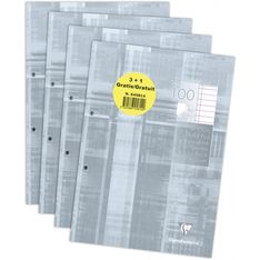 Clairefontaine - Blocs de cours 3+1 gratuit perforés 2 trous 200 pages A4 - ligné avec marge