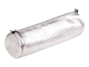 Clairefontaine - Trousse ronde - cuir - argent
