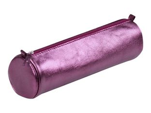 Clairefontaine - Trousse ronde - cuir - cerise