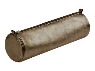 Clairefontaine - Trousse ronde - cuir - brun