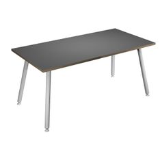 Bureau LEONARDO - 160 cm - Pieds métal blancs - Anthracite chants chêne