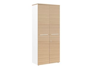Armoire haute YES ! - L80 x H187 x P42 - 2 portes - Façade et dessus chêne structuré