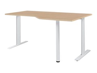 Bureau compact 90° à droite YES ! - 160 cm - Pieds métal fixes - Chêne