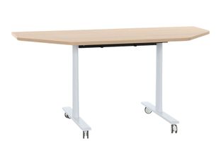 Extension demi-lune mobile pour bureau YES ! - Pieds blancs - Chêne