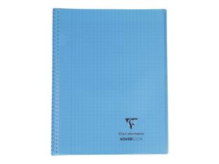 Clairefontaine Koverbook - Cahier polypro spiralé 24 x 32 cm - 160 pages - grands carreaux (Seyes) - disponible dans différentes couleurs