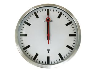 Unilux - Horloge Station - mécanisme radio pilotée - 35 cm - gris métal