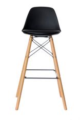 Lot de 2 tabourets haut STEELWOOD - pied hêtre - assise noire
