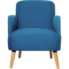 Fauteuil d'accueil BROOKS avec accoudoirs - pieds en hêtre massif - bleu