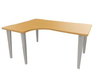 Bureau compact 90° à gauche EVIDENCE - Pieds aluminium - Plateau imitation hêtre