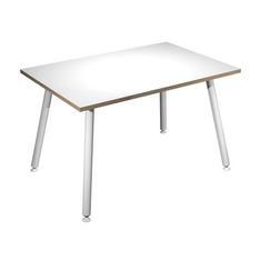 Bureau LEONARDO - 120 cm - Pieds métal blancs - Blanc chants chêne