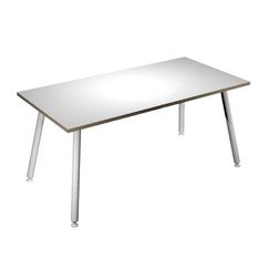 Bureau LEONARDO - 180 cm - Pieds métal blancs - Blanc chants chêne