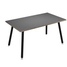 Bureau LEONARDO - 140 cm - Pieds métal noirs - Anthracite chants chêne