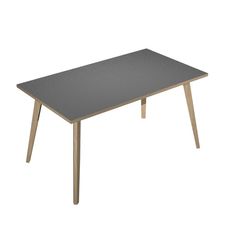Bureau LEONARDO - 140 cm - Pieds bois - Anthracite chants chêne