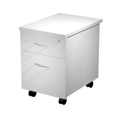 Caisson mobile en bois - Largeur 43 cm - 2 tiroirs - Blanc