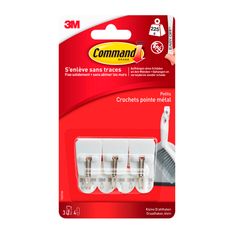 Command -  Pack de 3 crochets et 4 languettes pointe métal