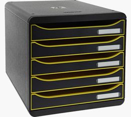 Exacompta BigBox Plus - Module de classement 5 tiroirs - noir/pamplemousse/noir