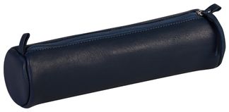 Clairefontaine - Trousse ronde - cuir teinté - bleu foncé