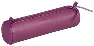 Clairefontaine - Trousse ronde - cuir teinté - violet