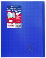 Clairefontaine Koverbook - Cahier polypro 24 x 32 cm - 48 pages - grands carreaux (Seyes) - bleu marine
