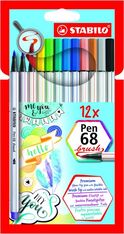 STABILO Pen 68 Brush - 12 Feutres pinceau - assortis
