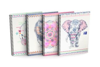 Oxford Boho Chic - Cahier spiralé B5 (19 x 25 cm) - 120 pages - petits carreaux ( 5x5 cm)