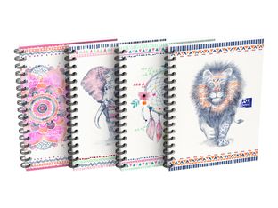 Oxford Boho Chic - Carnet de notes à spirale A6 - 100 pages - petits carreaux