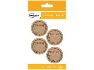 Avery - 20 Étiquettes rondes confiture fait maison - diamètre 47,5 mm