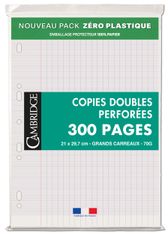 Cambridge - copies doubles - 300 pages - A4 - grands carreaux (Seyes) - perforées