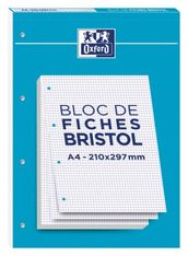 Oxford - Pack de 30 Fiches Bristol - A4 - petits carreaux - perforées - blanc