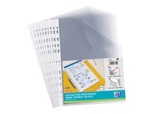 Oxford - 50 Pochettes perforées - 24 x 32 cm - lisse - pour 25 feuilles - 6/100
