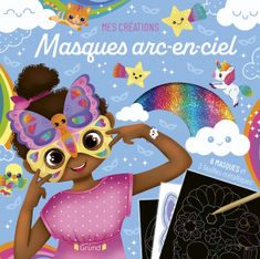 Masques kawaï à métalliser arc-en-ciel Pochette avec 6 masques à gratter et à métalliser À partir de 6 ans