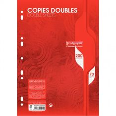 Calligraphe - copies doubles - 200 pages - A4 - grands carreaux (Seyes) - perforées